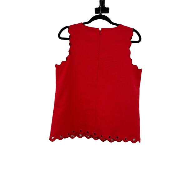 J. Crew Top Womens 12 Scalloped Grommet Hem Tank Red Sleeveless Zip Back - Picture 3 of 6